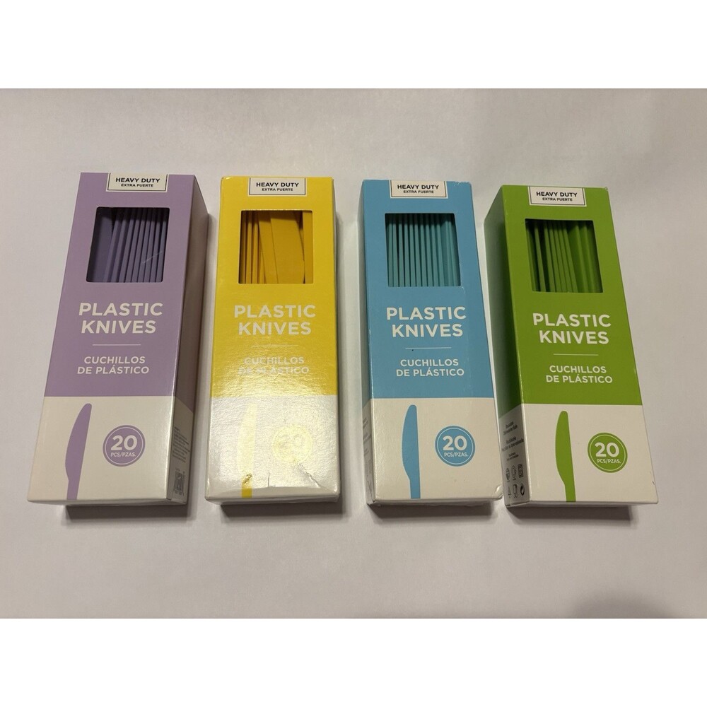 80 Amscan Spring Summer Colors Heavy Duty Reusable Dishwshr Safe Plastic Knives